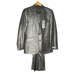 NWT Kenneth Cole Reaction Grey Slim Fit 2-Piece Suit 40R W34 L34 Mens Formal Wea